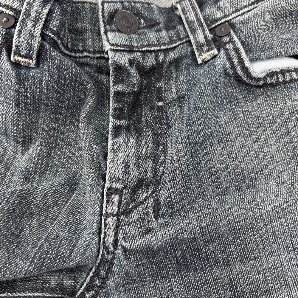 7 For All Mankind Jeans Dojo Women's 27 Blue Denim Flare Wide Cotton Stretch USA - Picture 13 of 14